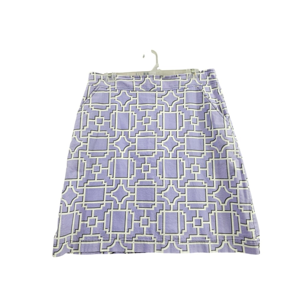 Sixth Alice Skirt Women 12 Purple Geometric 100% Cotton A-Line Mini Pockets USA